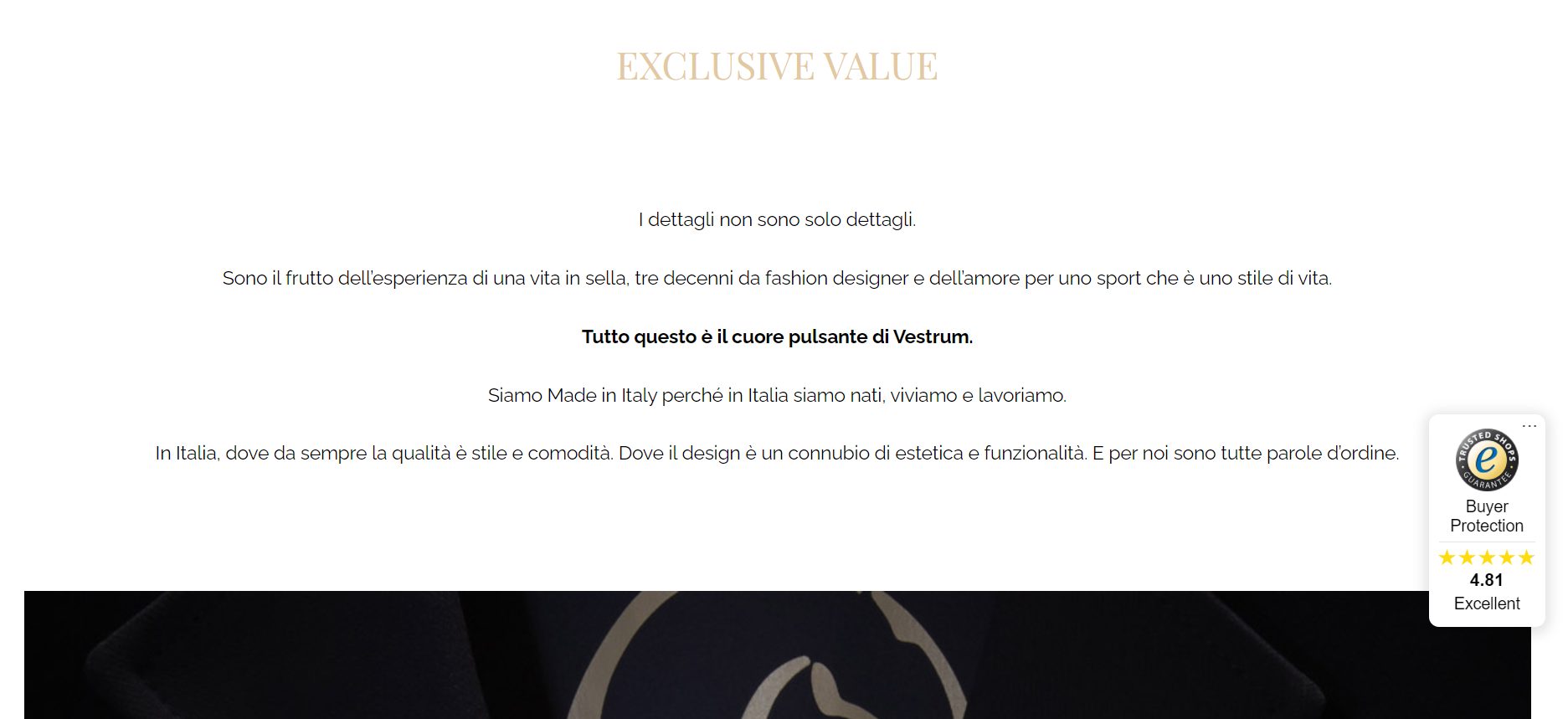 incipit della sezione Exclusive Value del sito web di Vestrum